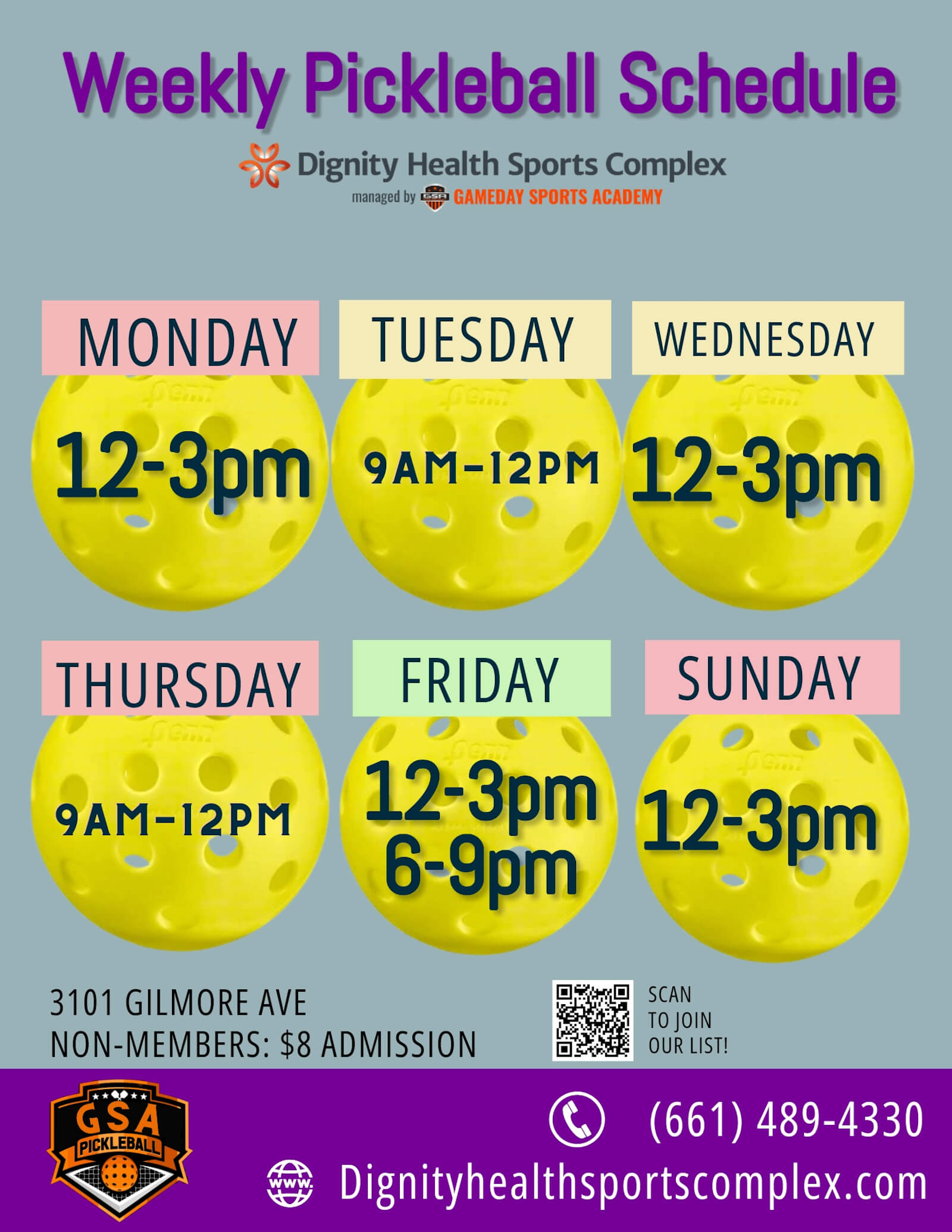 GSA Pickleball Dignity Health Sports Complex Managed by Gameday